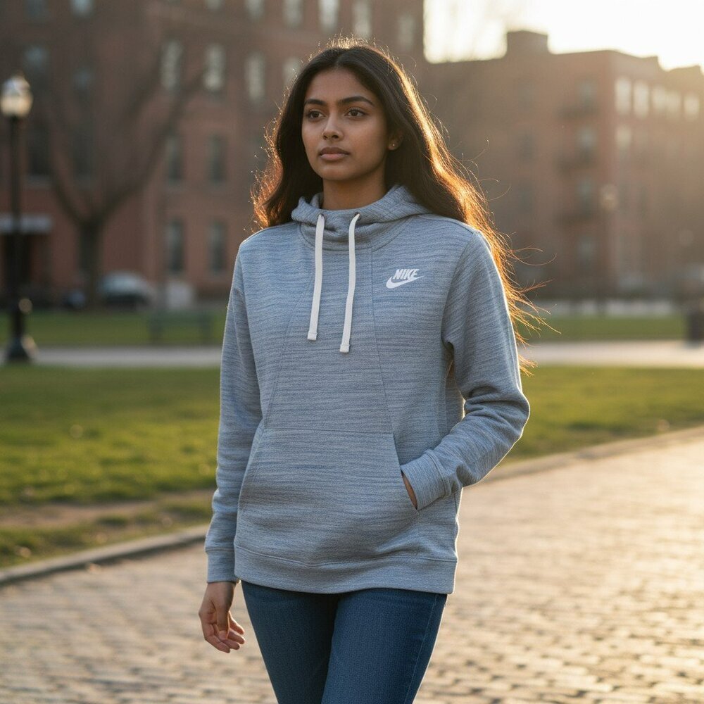 Nike Womens Small Blue Heather Gym Running Pullover Hoodie Jacket Size S